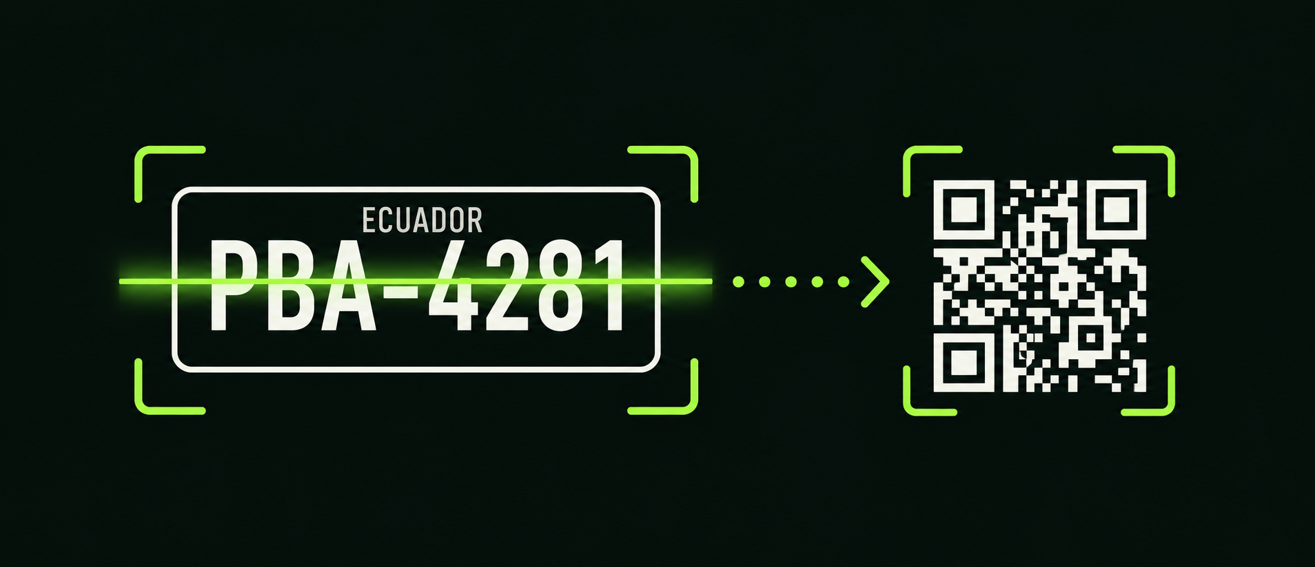 Placa ecuatoriana PBA-4281 leída por LPR y convertida en un ticket QR